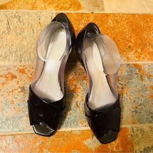 💘Naturalizer Black Patent Wedge Peep Toe Heels!